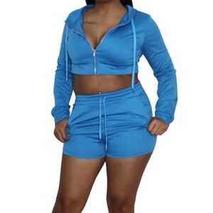 Lady Blue Hoodie Set